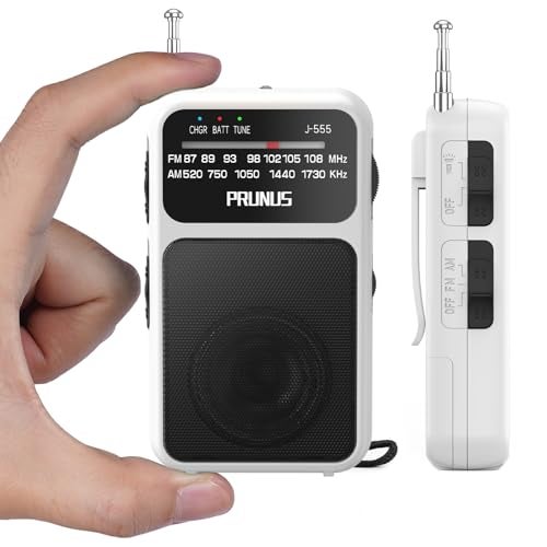 PRUNUS J-555 Pocket Radio fm for home MW/AM Built-in Battery USB-C Charging&AA Battery Operated Small Radios,Excellent Reception Earphone Jack Back Clip Flashlight Portable Mini USB-C Charging Lanyard - Image 1