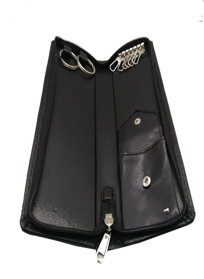 Essart PU Leather Key Case Pouch Wallet Keychain Key pouch holder Men & Women Key Pouch Holder, Bank Locker Key Pouch with 6 Hooks Zipper Closure - Image 5