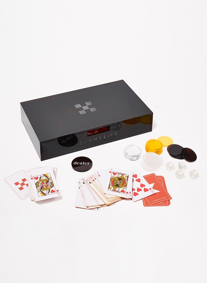 SUNNY LIFE Luxe Lucite Poker Set – Sepia Citrus | Designer Acrylic Playing Card Game Set | Premium Poker Chips & Cards | Game Night Accessory | Gift for Adults - Image 1