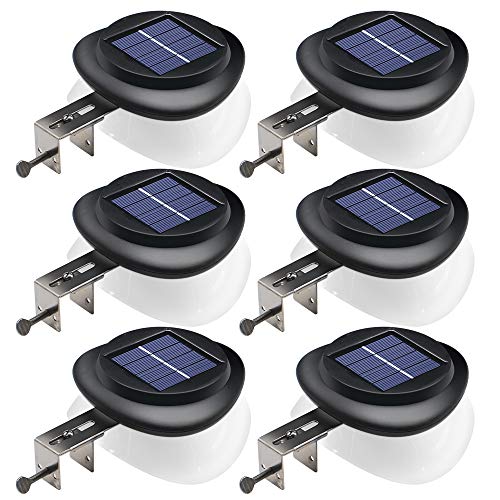 DBF Outdoor Solar Gutter Lights - Solar Fence Lights Outdoor Waterproof LED Deck Lighting Wall Mount Decorative Auto On/Off for Eaves Yard Garage Garden Deck Patio Railing (6 Pack) - Image 1