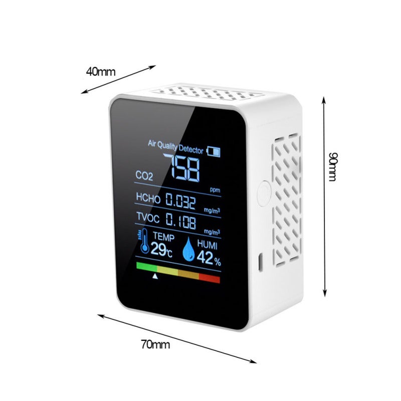Carbon Dioxide Detector 5-In-1 High Accuracy Electrochemical Detection Module Air Quality Detector - Strong Anti-Interference Low Consumption CO2 Meter for Home Office Indoor Spaces - Image 2