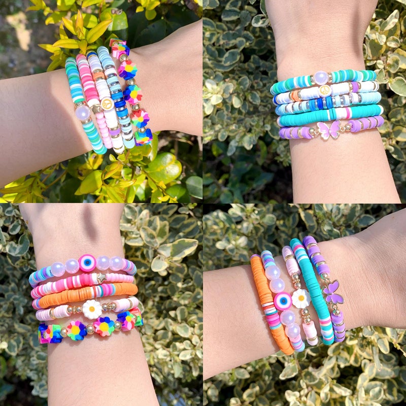 SIELEVIN 10 PCS Kids Friendship Bracelets for Teen Girls Women little Girl Jewelry Colorful Clay Bead Bracelet Set Beach Style Jewelry Gift - Image 4