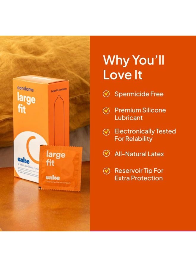 CAKE Hello Large Condoms, Lubricated, Natural Latex. Larger Fit for Max Comfort – 12 Count - Image 4