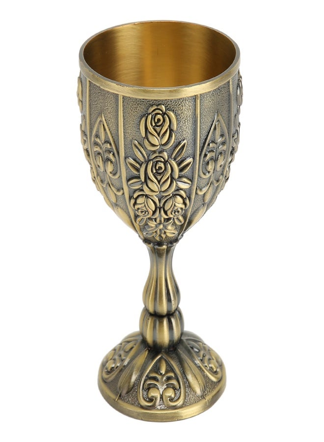 Metal Embossed Wine Cup Vintage Flower Pattern Exquisite Details Metal Wine Cup for Home Decoration Gifts Bronze - Image 2