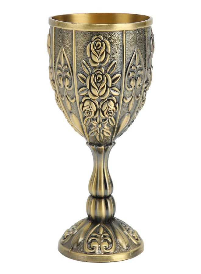 Metal Embossed Wine Cup Vintage Flower Pattern Exquisite Details Metal Wine Cup for Home Decoration Gifts Bronze - Image 1
