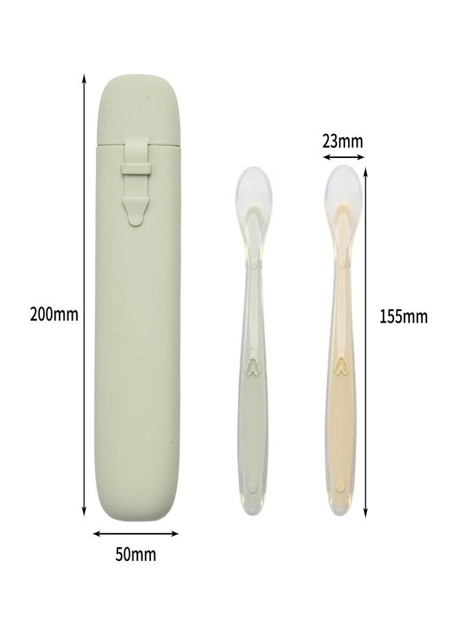Imagination Junction Silicone Baby Spoons for Baby Led Weaning, Spoons with Storage Box，Feeding Spoons for First Stage Baby Dishwasher Safe (Green) - Image 2