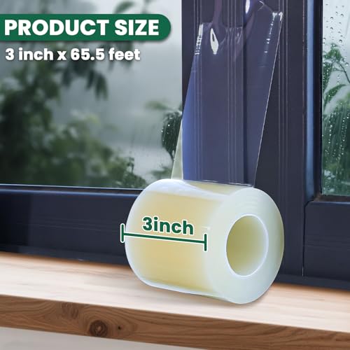 YINTTIAN Window Sealing Tape, Window AC Insulation Air Conditioner Seal Around Frame, 3 inch X 65.5 FT, Blocker for Cold Heat Air, Waterproof Tape for Repair, Heavy Duty No Residue (Clear) - Image 2