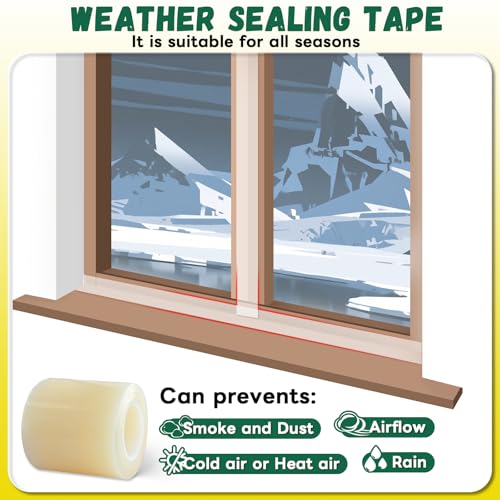 YINTTIAN Window Sealing Tape, Window AC Insulation Air Conditioner Seal Around Frame, 3 inch X 65.5 FT, Blocker for Cold Heat Air, Waterproof Tape for Repair, Heavy Duty No Residue (Clear) - Image 3
