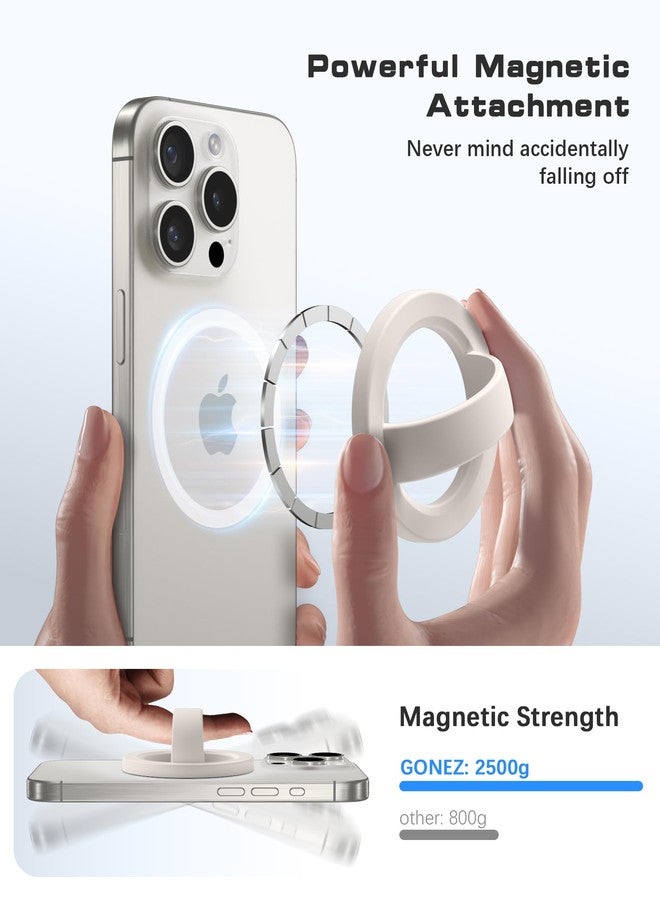 GONEZ قبضة هاتف مغناطيسية GONEZ متوافقة مع MagSafe، حلقة سيليكون قابلة للإزالة، حامل حلقة للهاتف خلف الهاتف لسلسلة iPhone 17/16/15/14/13/12، حجر - Image 2