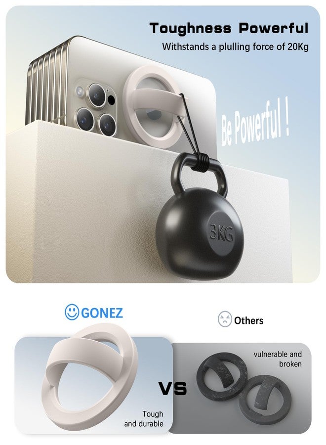GONEZ قبضة هاتف مغناطيسية GONEZ متوافقة مع MagSafe، حلقة سيليكون قابلة للإزالة، حامل حلقة للهاتف خلف الهاتف لسلسلة iPhone 17/16/15/14/13/12، حجر - Image 3