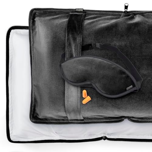Lewis N. Clark Ultimate Comfort Set + Portable Travel Kit for Airplane, Includes Inflatable Pillow + Zippered Carrying Case, Cozy Fleece Blanket, Eye Mask for Sleeping & Foam Ear Plugs, Black - Image 3