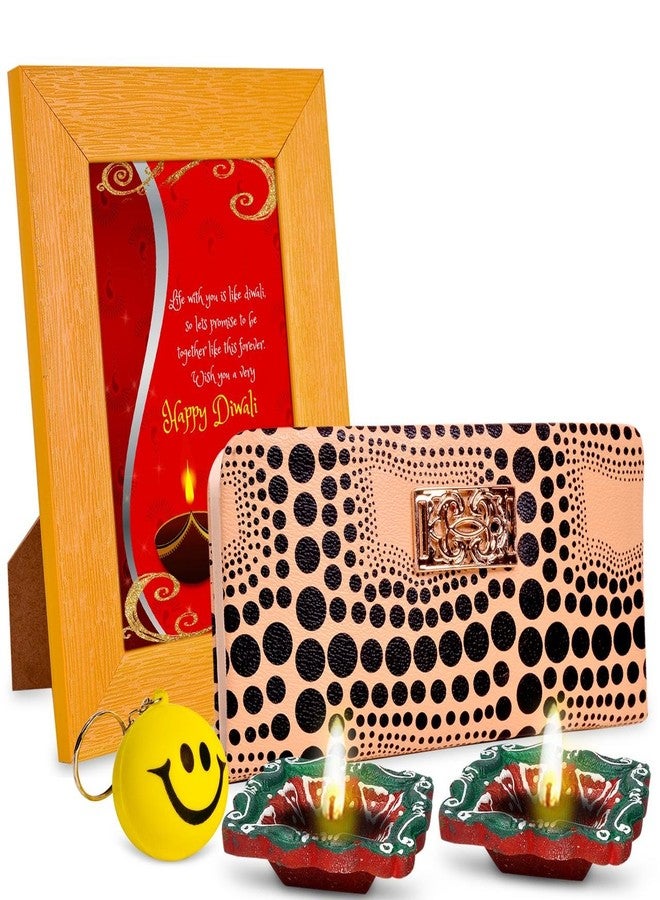 Alwaysgift Happy Diwali 2 Diyas, Ladies Wallet, Smiley Keychain, Quotation Photo Frame Combo Set - Image 1