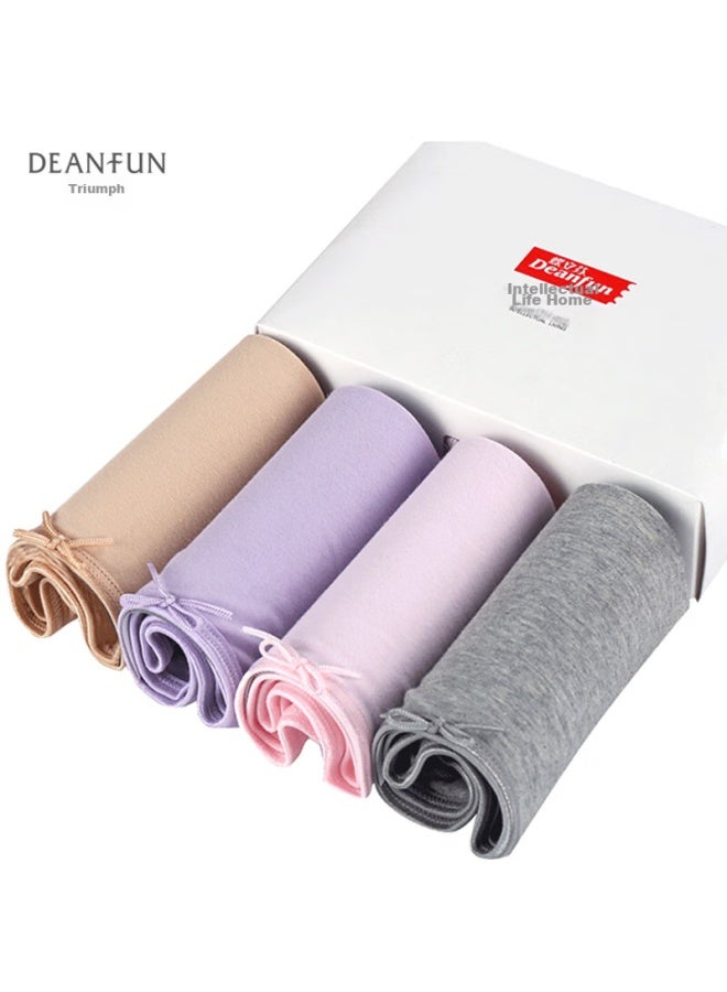 Deanfun Women's Underwear Elegant Pure Color Comfortable High Elasticity Women's Triangle Shorts 4-pack Gift Box Size XL - Image 3