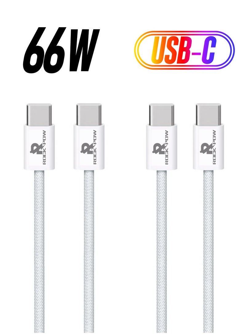 Rock Pow USB C Cable 1M, 66W Power Delivery PD Fast charge Cable USB C to USB C for iPhone 15 Pro/15 Pro Max/15/15 Plus, iPad mini 6, MacBook Pro/Air, iPad Pro, Samsung S23+, Huawei P60, etc white  - Image 1