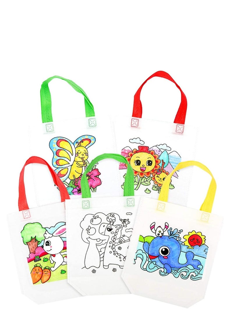 Captaintech 14 Pieces Graffiti Bag Non-Woven Kids Birthday Eco Reusable Party Gift Bags Colouring for DIY Schools Painting Filling Gifts Favor with 12 Pen  - Image 3