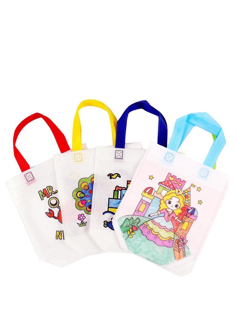 Captaintech 14 Pieces Graffiti Bag Non-Woven Kids Birthday Eco Reusable Party Gift Bags Colouring for DIY Schools Painting Filling Gifts Favor with 12 Pen  - Image 4