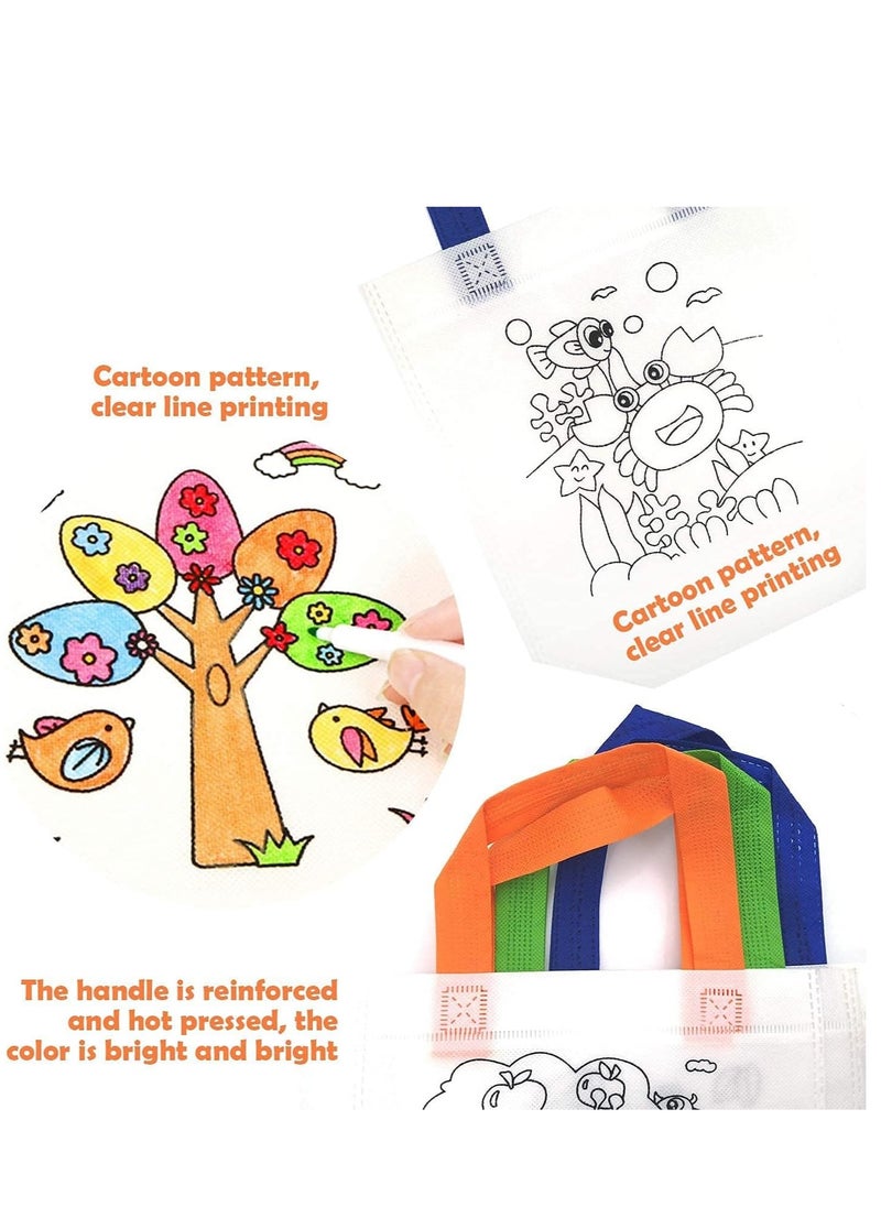 Captaintech 14 Pieces Graffiti Bag Non-Woven Kids Birthday Eco Reusable Party Gift Bags Colouring for DIY Schools Painting Filling Gifts Favor with 12 Pen  - Image 5