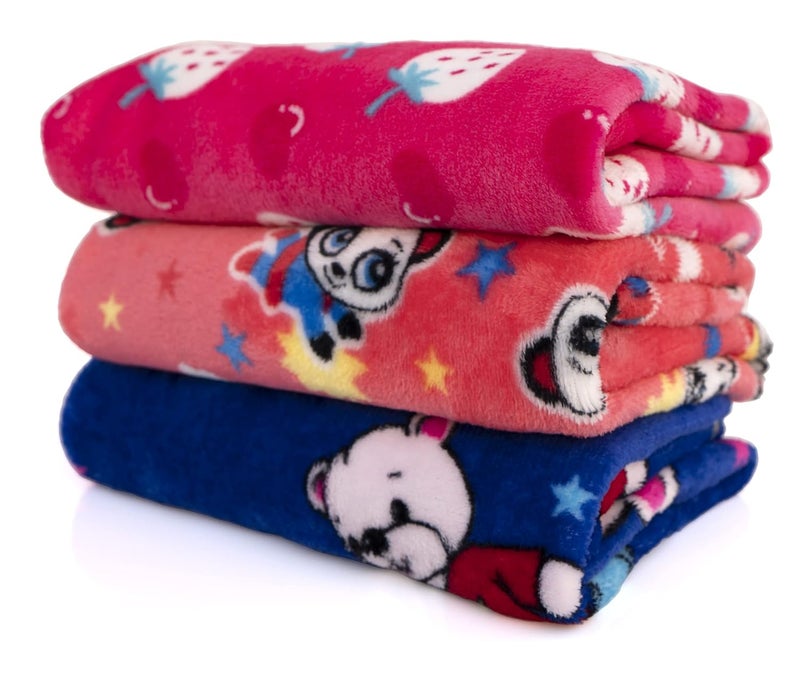Uber World Uber World Baby Newborn (0-9 Months) AC Blanket with Hood Flannel Fleece Combo Pack of 3 - Image 1