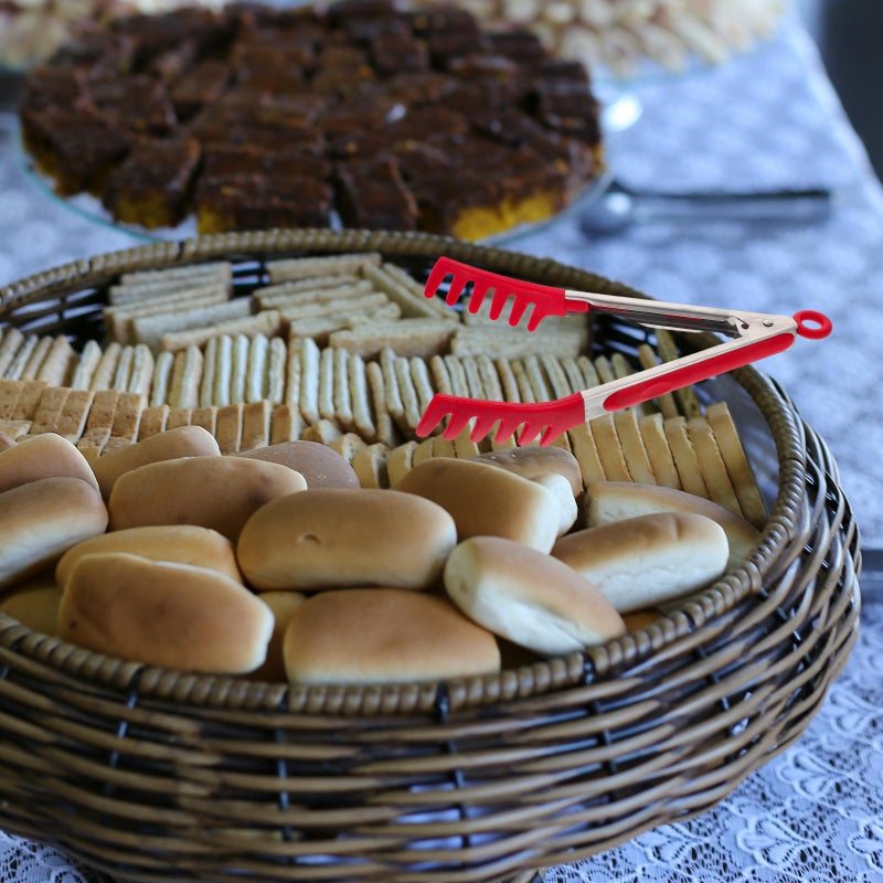 🔧 مشبك طعام من الستانلس ستيل بمقبض سيليك لأغراض الخبز والستيك والشواء أداة طهي أساسية - Image 4