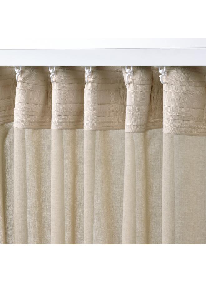 Zaboon Sheer curtain, 1 piece, with heading tape/beige, 300x300 cm - Image 4