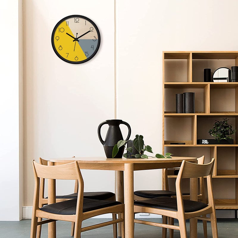 Kazlin Wall Clock 12 Silent Quartz Decorative Latest Analog Wall Clock for Living Room Classic Battery Operated Round Easy to Read for RoomHomeKitchenBedroomOfficeSchool Yellow - Image 2