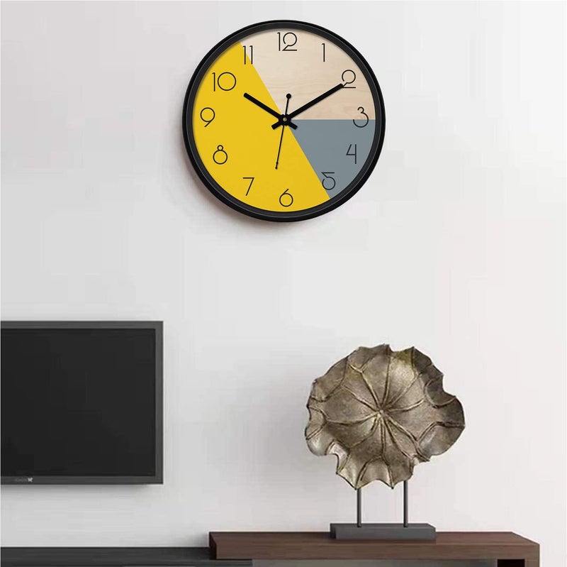 Kazlin Wall Clock 12 Silent Quartz Decorative Latest Analog Wall Clock for Living Room Classic Battery Operated Round Easy to Read for RoomHomeKitchenBedroomOfficeSchool Yellow - Image 3