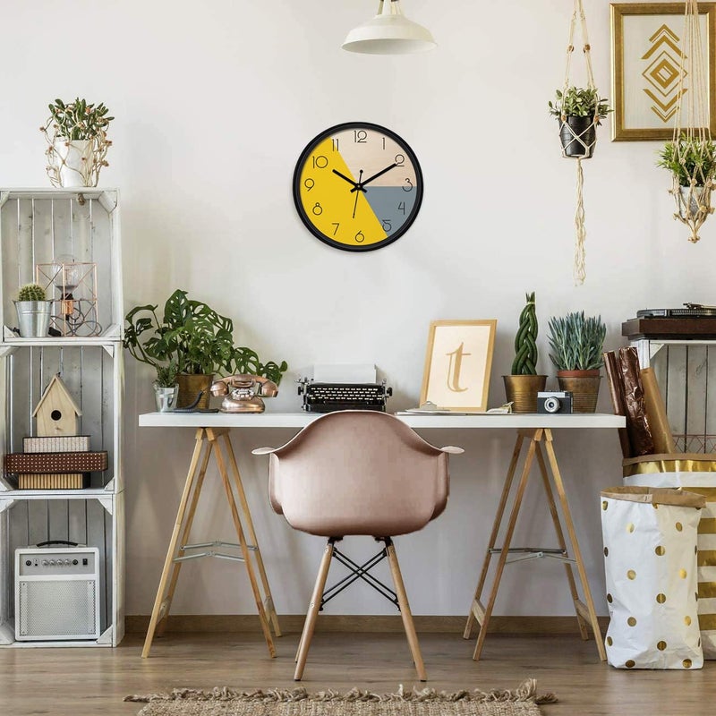 Kazlin Wall Clock 12 Silent Quartz Decorative Latest Analog Wall Clock for Living Room Classic Battery Operated Round Easy to Read for RoomHomeKitchenBedroomOfficeSchool Yellow - Image 4