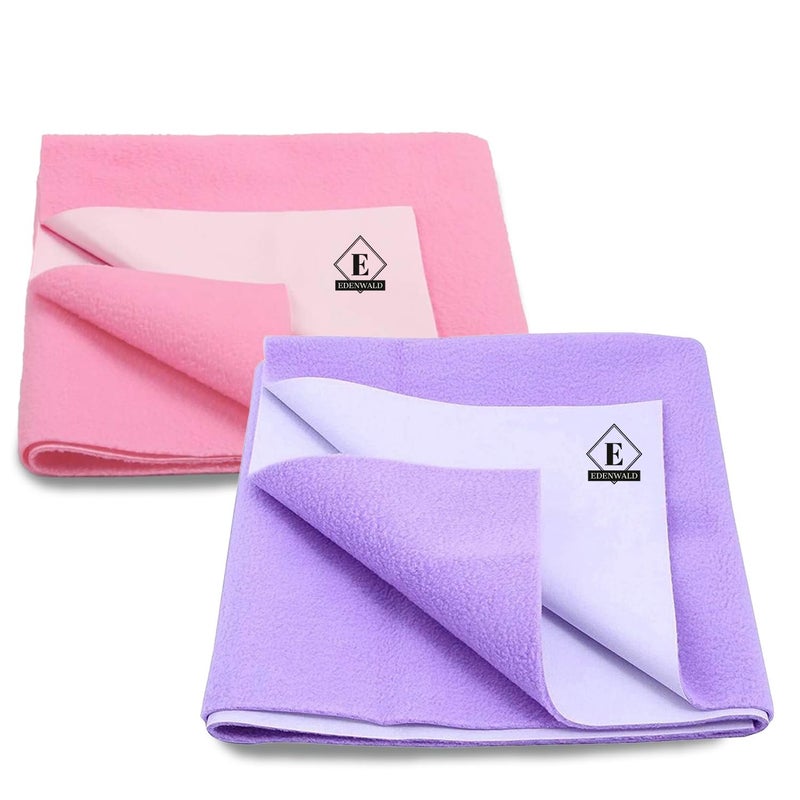 Edenwald Baby Bed Protector Dry Sheet for New Born Babies (Medium (100cm x 70cm)(Pink+Purple) - Image 1