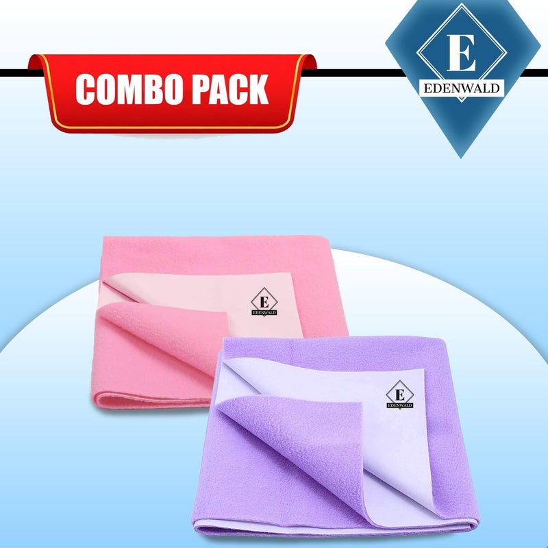 Edenwald Baby Bed Protector Dry Sheet for New Born Babies (Medium (100cm x 70cm)(Pink+Purple) - Image 2