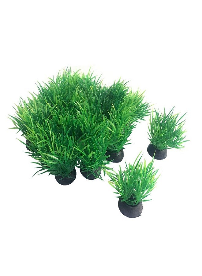 Smoothedo-Pets Aquarium Plants Fish Tank Decorations 20pcs Small Size/1inch Tall Plastic Artificial Plant Goldfish Waterscape Fish Hides Mini Grass Set (Green-C) - Image 1
