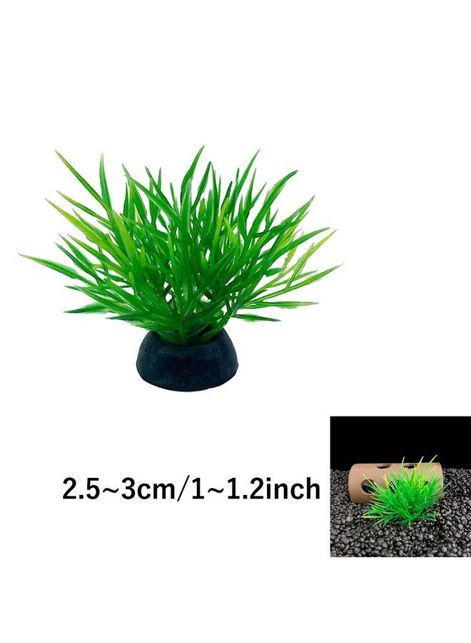 Smoothedo-Pets Aquarium Plants Fish Tank Decorations 20pcs Small Size/1inch Tall Plastic Artificial Plant Goldfish Waterscape Fish Hides Mini Grass Set (Green-C) - Image 2