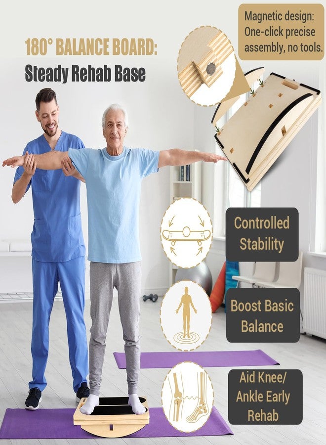 ODCPN 3-in-1 Slant Board & 180°/360° Balance Board, Portable 6 Angle Adjustable Calf Stretcher with Training Poster, Anti-Slip 300LBS Wobble Board for Physical Therapy, Standing Desk & Core Strength - Image 5