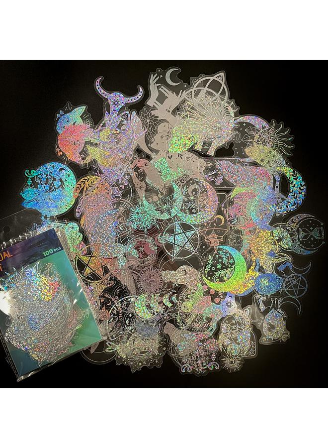 الأزرق جي دبليو 100 ملصقات ليزر الفراشة الشفافة Holographic Stickers PET ملصقات الليزر الإبداعية الرجعية - Image 1