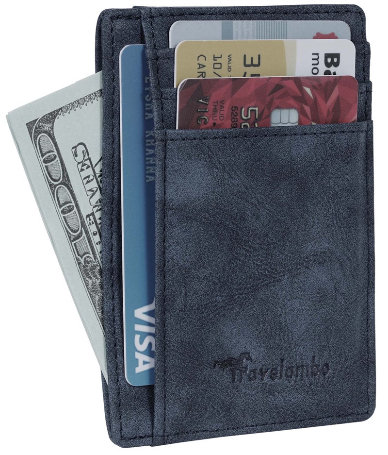 Travelambo Slim Wallet Front Pocket Minimalist Leather RFID Blocking Medium Size - Image 2