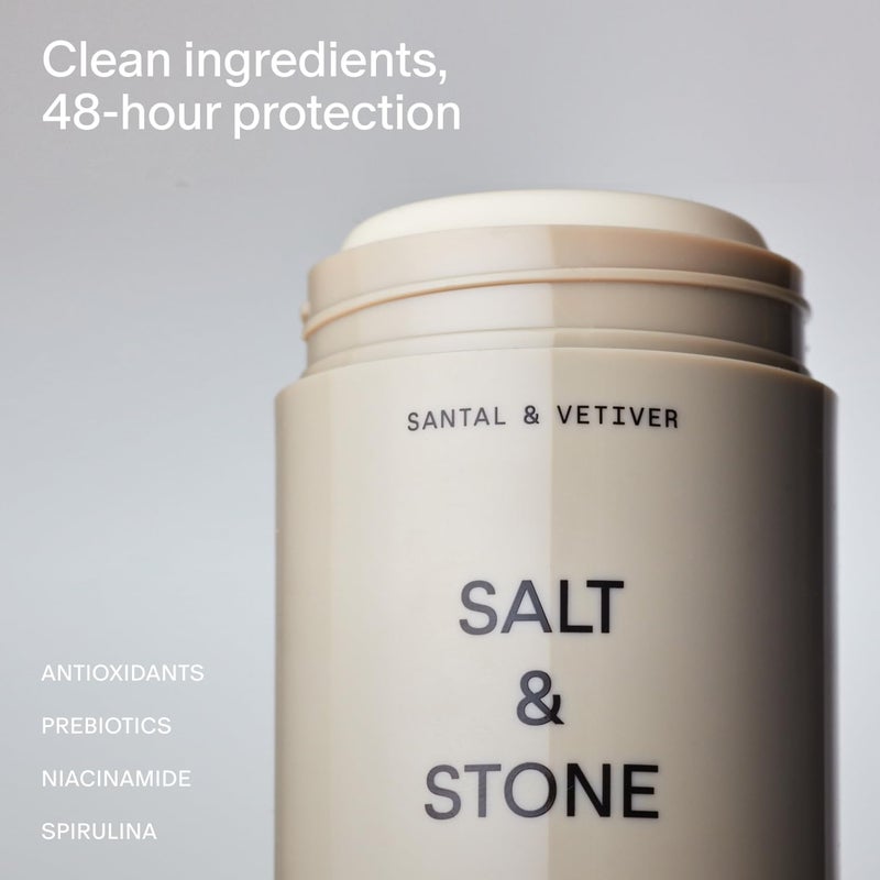 SALT & STONE Aluminum Free Deodorant | Extra Strength 48 Hour Protection for Women & Men | Made with Seaweed Extracts, Niacinamide & Prebiotics (Santal & Vetiver) - Image 2