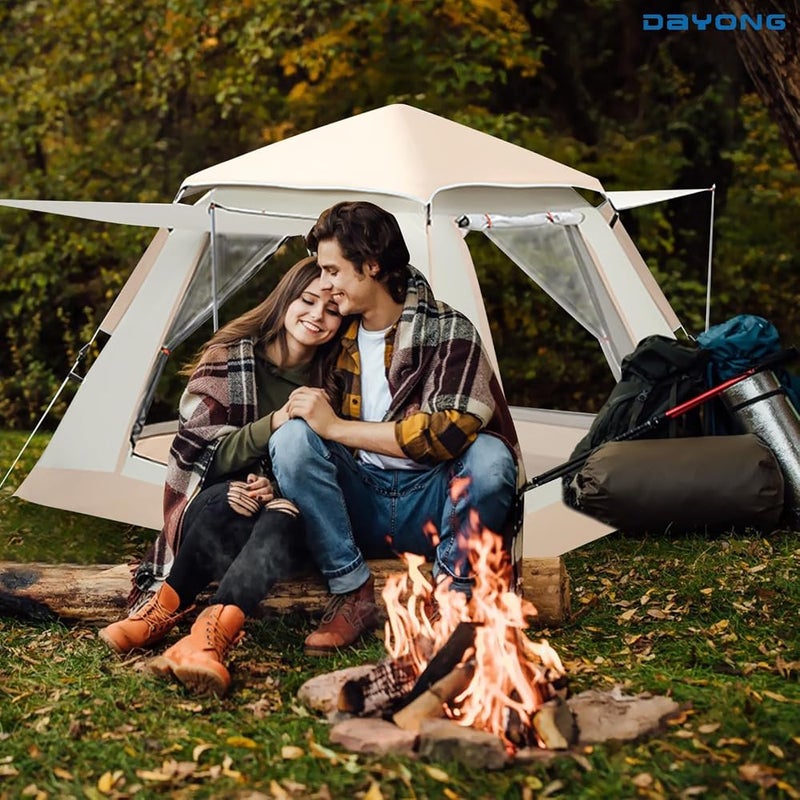 DAYONG Camping Tent, Automatic Pop Up Outdoor Tent, 3-4 Person Tent Instant with Hall Pole and Carry Bag, Portable Waterproof Tent Outdoor For Camping, Hiking, Mountaineering - Image 5