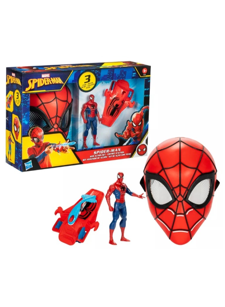 Hasbro Marvel هاسبرو سبايدر مان ويب أكشن تمثال بطول 6 بوصات، قناع ورامي شبكة - Image 3