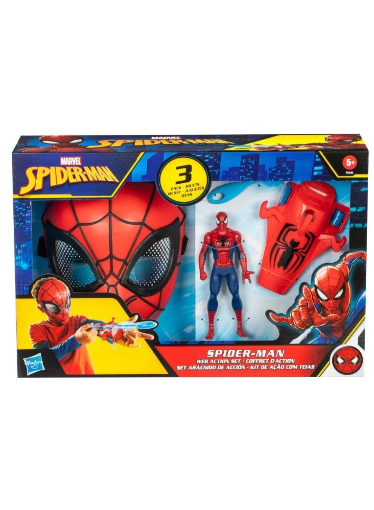 Hasbro Marvel هاسبرو سبايدر مان ويب أكشن تمثال بطول 6 بوصات، قناع ورامي شبكة - Image 2