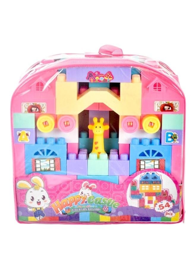 Rally 54 Pcs Happy Castle Building Blocks Set With Tote Bags For Storage Durable And Portable 3+ Years 