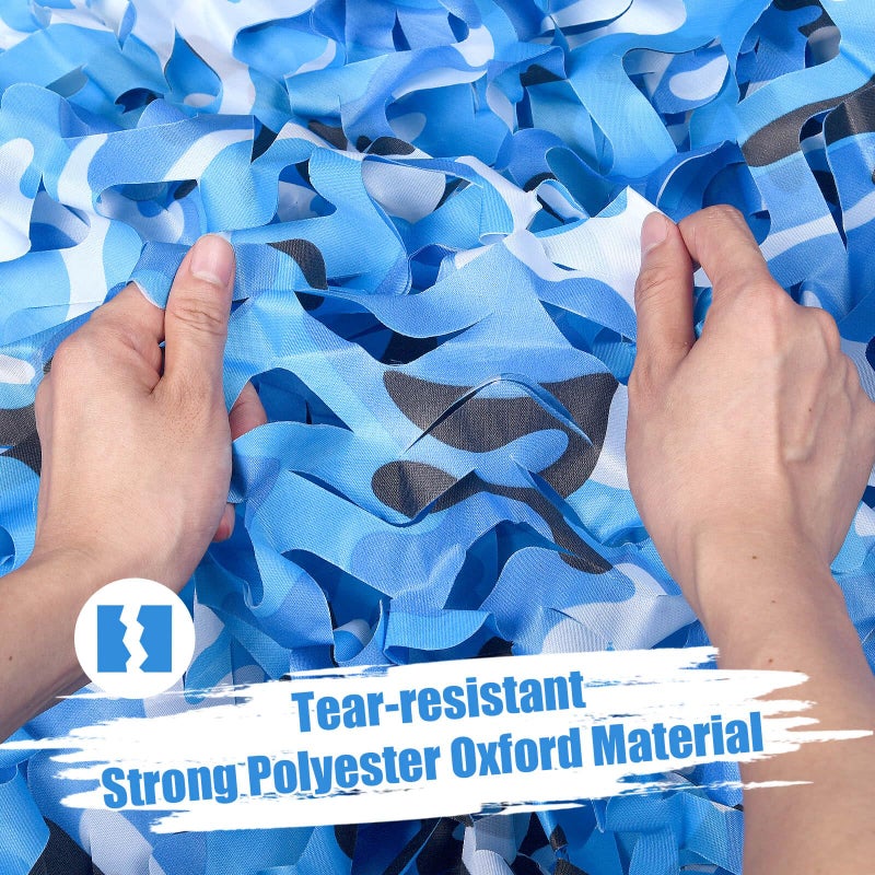 iunio Camo Netting Camouflage Netting, Camo Net Bulk Roll Camouflage Mesh Nets for Hunting Blind Deer Stand Military Party Decorations Sunshade Camping Shooting (32.8ftx4.9ft, Aqua Blue) - Image 2