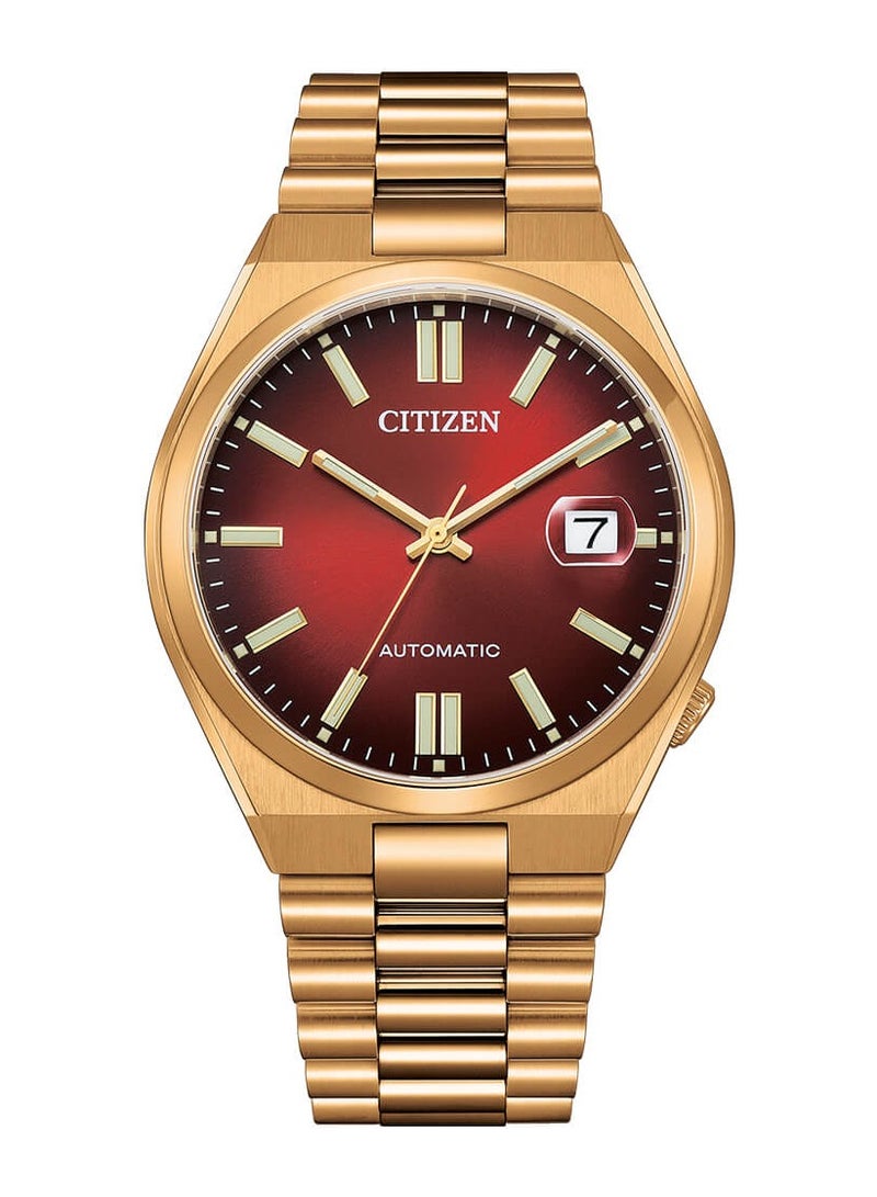 سيتيزن ساعة سيتيزن للرجال اتوماتيك NJ0153-82X هيكل من الستانلس ستيل مطلي بالذهب الوردي ومينا باللون الأحمر - Image 1