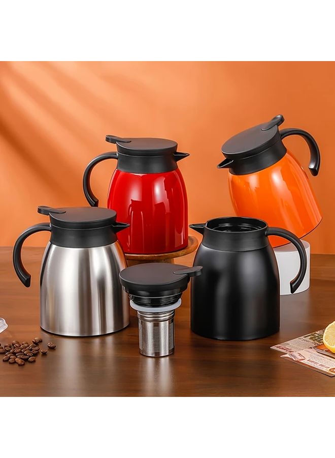 Double Wall Vacuum Insulated Stainless Steel Coffee Pot 1000ml Red With Tea Infuser - Image 5