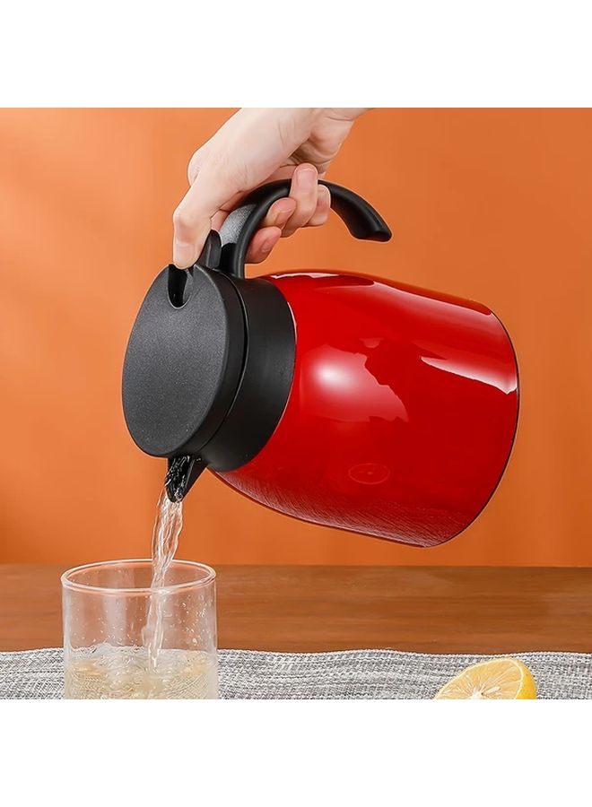 Double Wall Vacuum Insulated Stainless Steel Coffee Pot 1000ml Red With Tea Infuser - Image 2