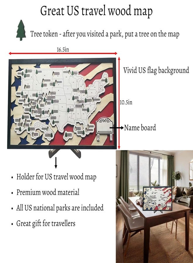 Aisikoo US National Park Wood Map Tracker with US Flag Background - National Park Checklist Travel Map Gift for Family - Image 2