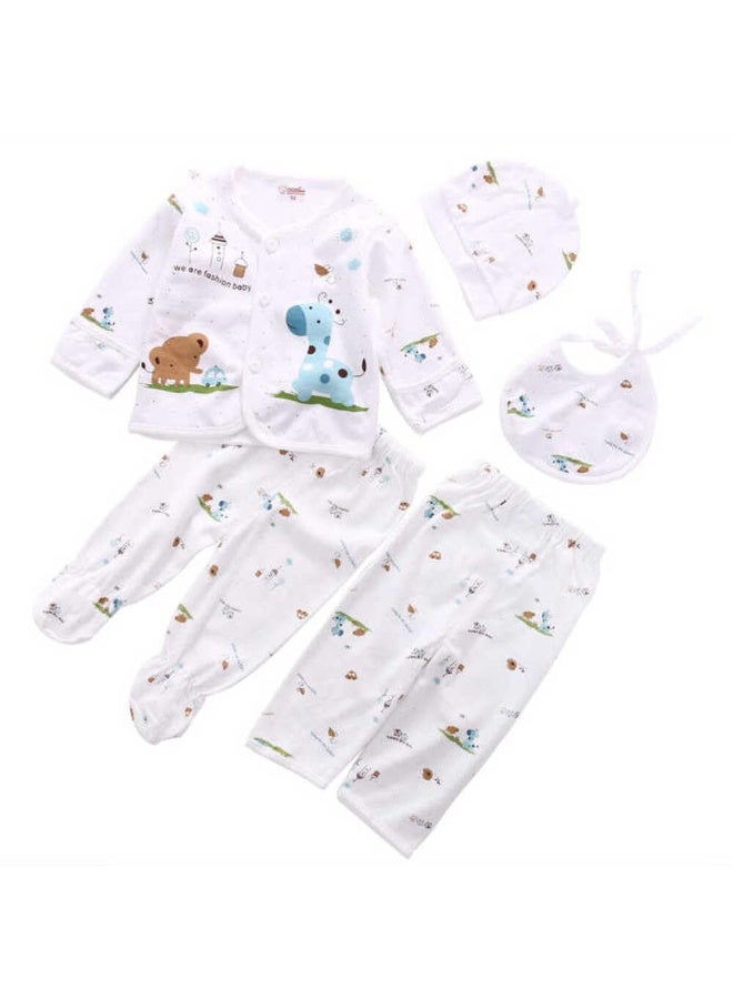 Baby Unisex Dinosaur 5‑Piece Winter Clothing Set | Cotton | Newborn (0‑3 M) | White | Warm & Soft | Jacket & Two Pants & Hat & Bib | Perfect for Cold Weather, Photos & Daily Wear