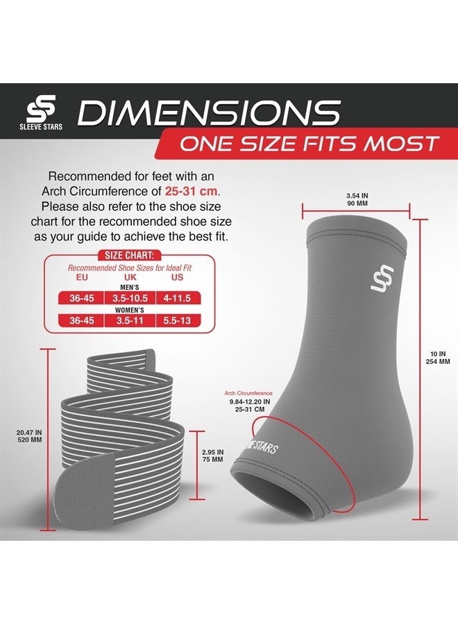 SS SLEEVE STARS Brace for Women & Men, Plantar Fasciitis Relief for Ankle Compression Sleeve With Support Strap, Tendonitis, Sprain And Heel Protector - Pair And Gray  - Image 5