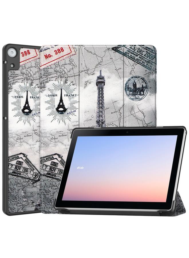 S-TOP Case For Docomo dtab D-51C Custer Painted 3-Fold Holder Leather Tablet Case - Image 1
