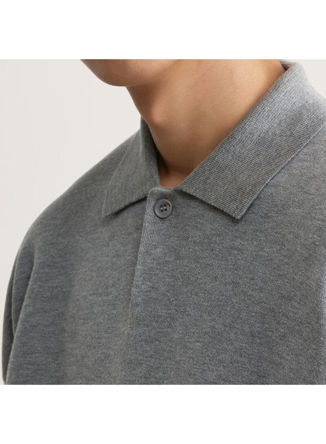 Markless Men's Casual Pullover Knit Sweater, Long Sleeve, Spread Collar, Drop Shoulder, Machine Washable Top 5703 Moon Gray 2XL - Image 1