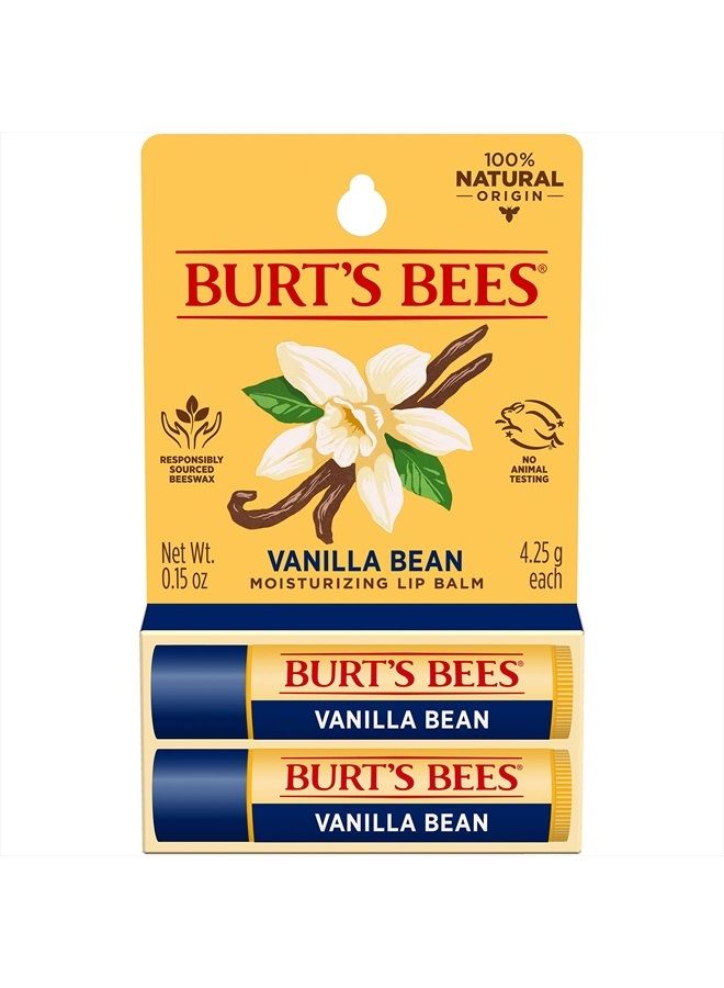 Burt's Bees Lip Balm, Moisturizing Lip Care, for All Day Hydration, 100% Natural, Vanilla Bean (2 Pack) - Image 1