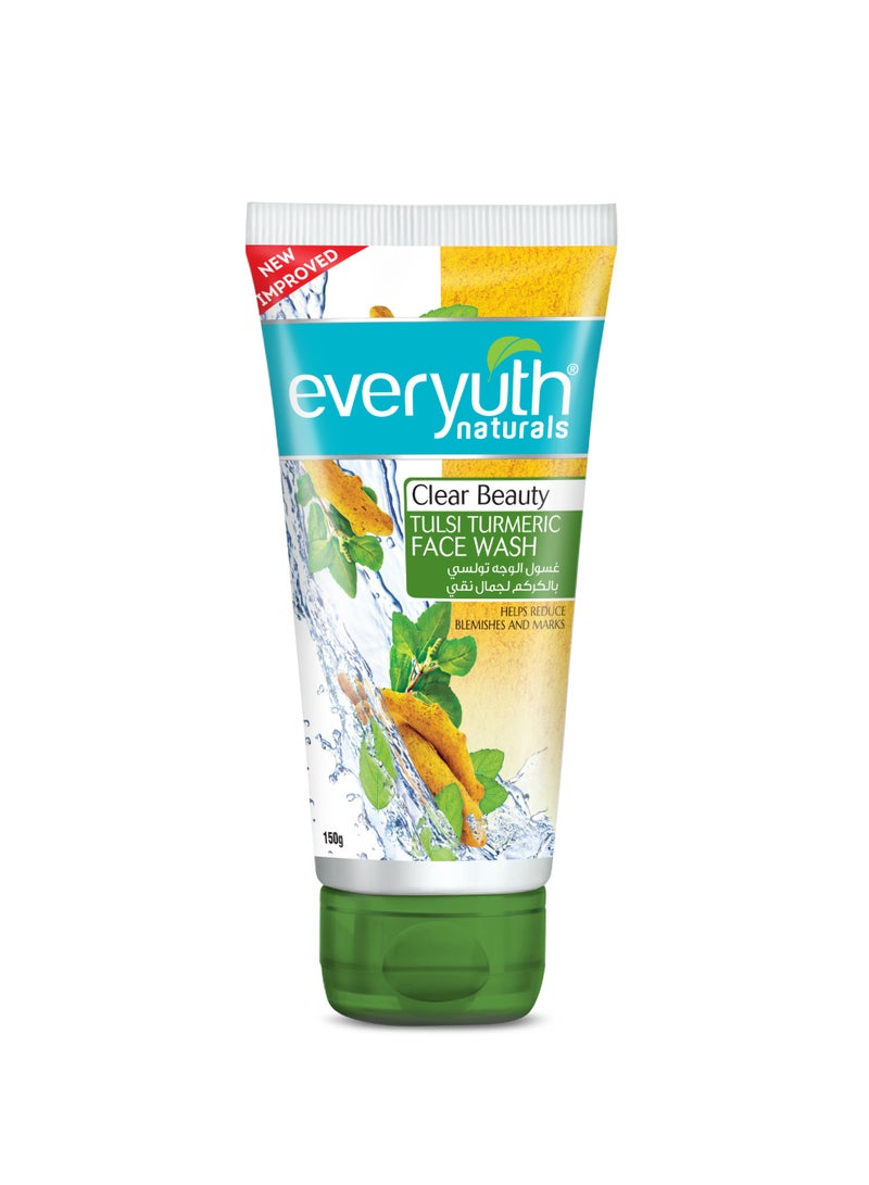 Everyuth Naturals Anti Acne, Anti Marks Tulsi Turmeric Face Wash + Everyuth Naturals Brightening Lemon & Cherry Face Wash|Gentle Exfoliation & Blemish Control||Deep Cleansing, Oil Control & Tan Reduction|Paraben free|For Oily, Dry, Normal, Combination & Sensitive Skin|100% Soap Free - 150 g (Pack of 2) - Image 1
